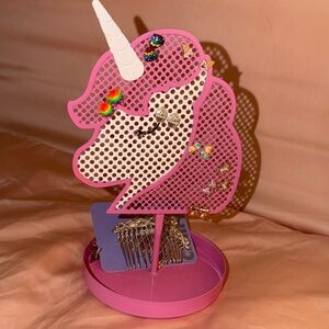 Claire's earrings, combs, Justice unicorn Earring Holder like new